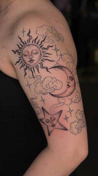 Moon Phases Tattoo Black Ink