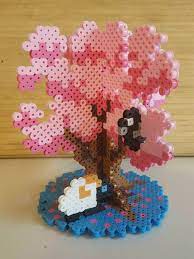 I Finished My 3d Perler Project Its The Cherry Blossom Tree From The Adventure Zone I Also Added Hurley And Sloan S Animal S To The Tree 3d Perler Bead Diy Perler Beads