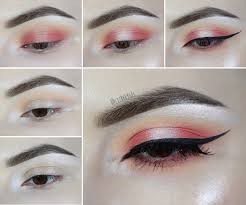 Living Coral New Year Makeup Look Spotlight Eyes Step By Step Tutorial According To The Latest Pantone Coral Eye Makeup Coral Makeup Beginners Eye Makeup