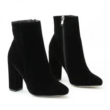 Black Ankle Boots With Brown Heel Presley Ankle Boots In Black Faux Suede Botinki Zhenskie Kabluki Obuv Na Kablukah