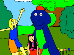 The backyard gang puts on a birthday show for michael and amy's dad. Barney Tina And Amy On The See Saw My Drawing By Danielcelano On Deviantart