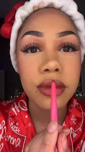 Stunning Lip Combo from @nirhuc , ・・・, ☕️🤎🌰, @juviasplace lip liner in  ‘brownie’, liquid eyeshadow in ‘maple latte’ & gloss in ‘honey honey’