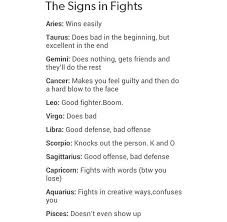 Picking up a fight with someone is not necessarily a pleasant experience. The Signs In A Fight Zodiac Sign List Zodiac Star Signs Zodiac Signs Astrology