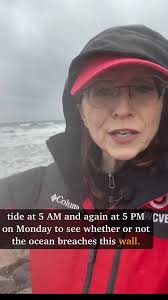 This is Nantasket Beach in Hull, where a Weymouth Man was testing the water  as the Nor’easter moves in.