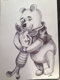 Cross Hatching Winnie The Pooh And Piglet Cartoon Drawings Drawings Hatch Drawing