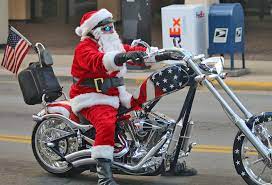 Santa claus standing on a motorcycle on a white background. Santa Claus Spotted On A Motorcycle In Bristol Tennessee The Gate