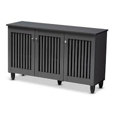 Upholstered shoe storage cabinet with door entryway shoe cabinet rattan shoe storage bench. 3 Door Fernanda Wooden Entryway Shoe Storage Wide Cabinet Gray Baxton Studio Target