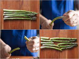 Lest you think we are belaboring such an obvious point, let us say that the fun in this is that the asparagus automatically breaks just where the woody part ends and the fresh, juicy asparagus begins. Oh Snap The Better Way To Trim Asparagus Stalks
