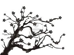 Black And White Silhouette Cherry Blossom Tree Drawing The Silhouette Of Cherry Blossom Tree On White Background Tree Silhouette Cherry Blossom Tree Blossom Trees