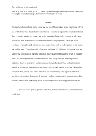 Pdf Level Up Refreshing Parental Mediation Theory For Our Digital Media Landscape Parental Mediation Of Video Gaming