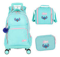 Kit Mochila Carrinho 360 Haste Dupla Porta Notebook Stitch