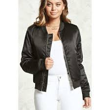 Forever21 Satin Bomber Jacket 18 Liked On Polyvore Featuring Outerwear Jackets Black Padded Jacket Z Clothes Satin Bomber Jacket Fashion Clothes Women