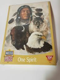 Find deals on products in puzzles on amazon. Masterpieces One Spirit Jigsaw Puzzle Native American Wolf Eagle Buffalo 550 Pcs For Sale Online Ebay