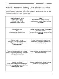 Information and belief at the date of its publication. Msds Material Safety Data Sheet Learning Activities Tpt