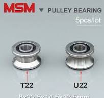 5pcs MSM U22 8mm U Groove Ball Bearings T22 Track Pulley Roller Wheel M8  Bolt Screw 8x22.5x14.5x13.5mm Trace Rail Guide Bearing