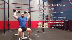 The dumbbell french press is an exercise in which you raise your arms, bend them at the elbows, bring your forearms behind your head, and then straighten them back up. Seated Dumbbell Press Pronated Grip Youtube