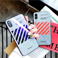 硬化ガラス表面オフホワイトoff whiteブランドiphonex 8ケース硝子メッキ加工アイフォン8plus 7 6splus携帯カバー iphone iphone cases hypebeast phone cases