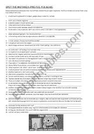 Spot The Mistake General Grammar Esl Worksheet By Cezzy