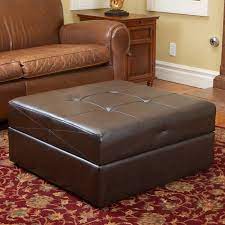 Alliston durablend contemporary chocolate color faux leather sectionals sofa and ottoman 1299.99. Burlington Brown Leather Storage Ottoman Walmart Com Walmart Com