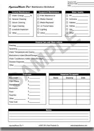 Aquarium Maintenance Log Spreadsheet