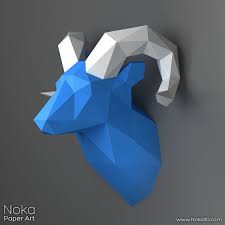 Ram Head Trophy 3d Papercraft Model Downloadable Diy Etsy Paper Crafts Paper Art Diy Template