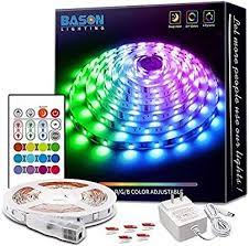 amazon com bason led strip lights 16 4ft led lights for bedroom 12v adapter powered rgb room lights w led strip lighting rgb led strip lights led strips diy