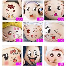 Stiker Perut Motif Ekspresi Kartun Lucu Untuk Properti Foto Ibu Hamil Shopee Indonesia