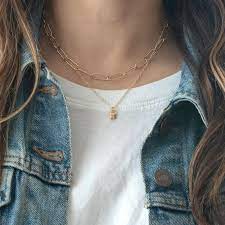 Padlock Charm Necklace In 2020 Stacked Necklaces Gold Necklace Outfit Trendy Necklaces