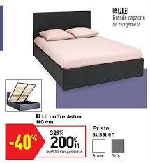 Pour mieux joindre l'utile à l'agréable. Offre Lit Coffre Aston 140 Cm Chez Conforama
