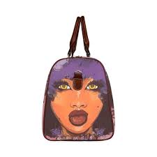 African American Purple Hair Small Travel Bag Handbag Purse Melanated  Unique Design Print Free Worldwide Shipping