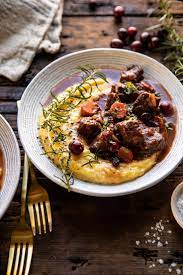 Cranberry Cider Braised Beef Stew With Rosemary Polenta Recipe Braised Beef Stew Braised Beef Beef Recipes