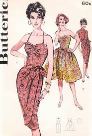 60s Tiki Sarong Party Dress Pattern Butterick 9629 Bombshell Halter Slim Or Full Skirt Cocktail Dress Patterns Vintage Dress Patterns Butterick Dress Patterns