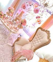 Pretty Pink And Floral Baby Shower Background And Chair Baby Shower Princess Baby Shower Flowers Floral Baby Shower