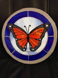 Monarch Butterfly Stained Glass Mosaic Stepping Stone Etsy Stained Glass Butterfly Stained Glass Mosaic Mosaic Glass
