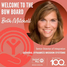 Beth Mitchell from @generaldynamics is a great addition to our Board of  Directors. She has worked with our Community Impact team in the past and is  an advocate for young adults interested
