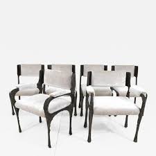 Paul Evans Set Of Six Paul Evans Brutalist Sculpted Bronze And Resin Dining Chairs 1972 Dining Chairs Furniture Chair