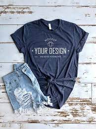 Download Free Heather Navy T Shirt Mockup Bella Canvas T Shirt Psd Free Psd Mockups Fall Tops Casual Graphic Tee Shirts Clothing Mockup