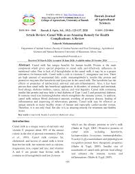 Composition and medicinal properties of camel milk: Pdf Article Review Camel Milk As An Amazing Remedy For Health Complications A Review