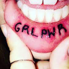 girl power feminist tattoo lip tattoo feminist tattoo lip tattoos mouth tattoo
