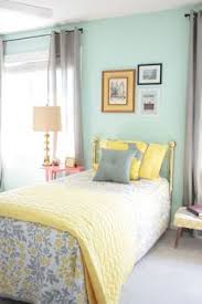 White and seafoam green scallop bedding transitional bedroom. Mint Green Grey And Yellow Bedroom Novocom Top