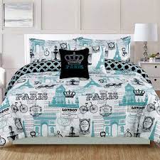 Buy products such as jada celestial ombre 3 piece mini comforter set with decorative pillow at walmart and save. Bedding Twin 4 Piece Girls Comforter Bed Set Paris Eiffel Tower London Teal Blue Walmart Com Walmart Com