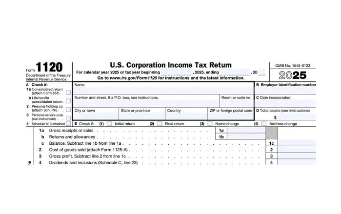 IRS Form 1120: US Corporate Income Tax Return, AI generated