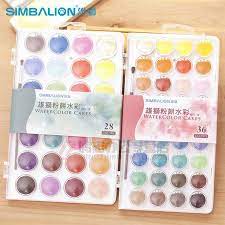 臺灣雄獅固體水彩28色 36色透明水彩顏料學生繪畫寫生粉餅水彩 watercolor cake watercolor art for kids