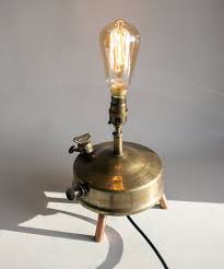 Repurposed Converted Vintage Brass Valor No 55 Pressure Stove Lamp With Filament Bulb Lamp Creative Lamps Filament Bulb