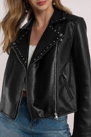 Stud On You Moto Jacket In Black Faux Leather Jacket Women Cute Leather Jackets Leather Jacket