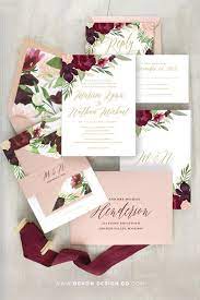 Burgundy Blush Floral Invitations Burgundy And Blush Wedding Etsy Rose Wedding Invitations Blush Wedding Invitations Burgundy And Blush Wedding