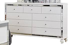 Each drawer is divided into 2 compartments (total 18 storage compartments) and each. Homelegance Alonza 9 Drawer Dresser In White 1845 5