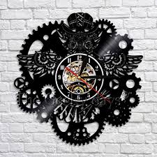 Home and living wall decor, sculpture, necklace, earring hanger. Steampunk Vinyl Record Wall Clock Owl Steampunk Furniture Steampunk Owl Ornaments Decor Gothic Gears Wall Art Decor Gifts Buy At The Price Of 16 91 In Aliexpress Com Imall Com