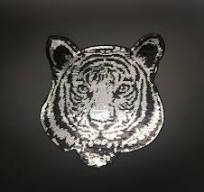Silver Tiger Head Sequined Applique Patch,Paillette Patch,Sequins Tiger  Patch Supplies for Coat,T-Shirt,Costume Decorative Patches
