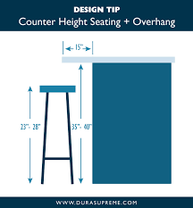 Learn the standard commercial bar dimensions and clearances for bar plans and layouts, including standard counter overhang, bar layout dimensions, restaurant. Kitchen Design 101 Countertop Heights And Overhangs For Kitchen Seating Dura Supreme Cabinetry